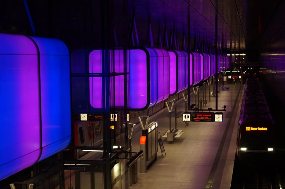 station during night time preview