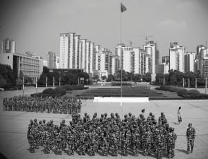photo of soldiers gather round in the park thumbnail