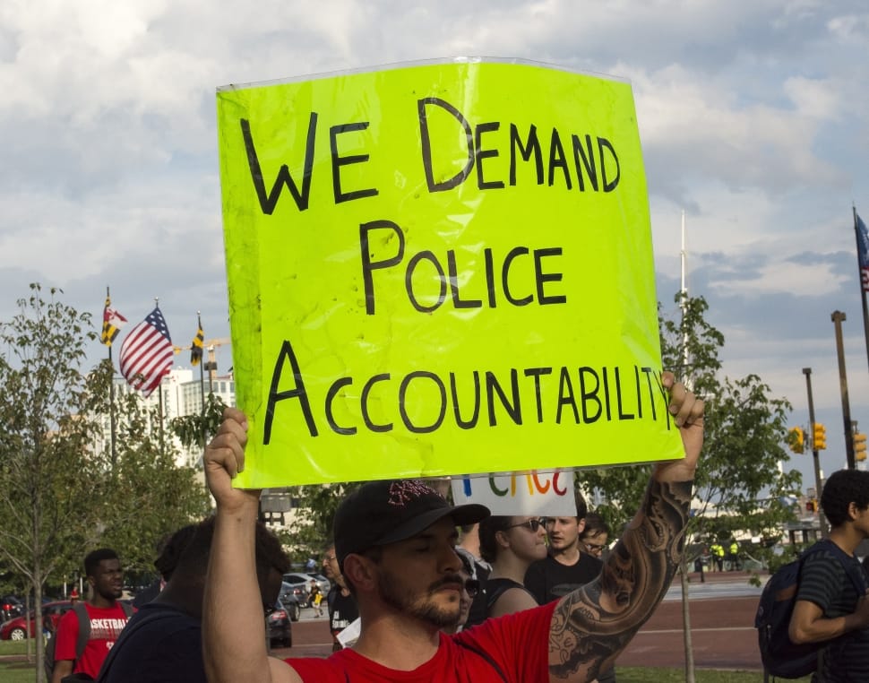 we demand police accountability signage preview