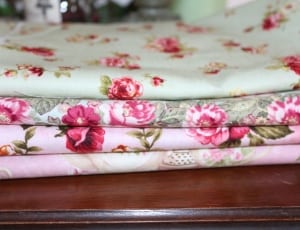 4 gray red and pink floral textiles thumbnail