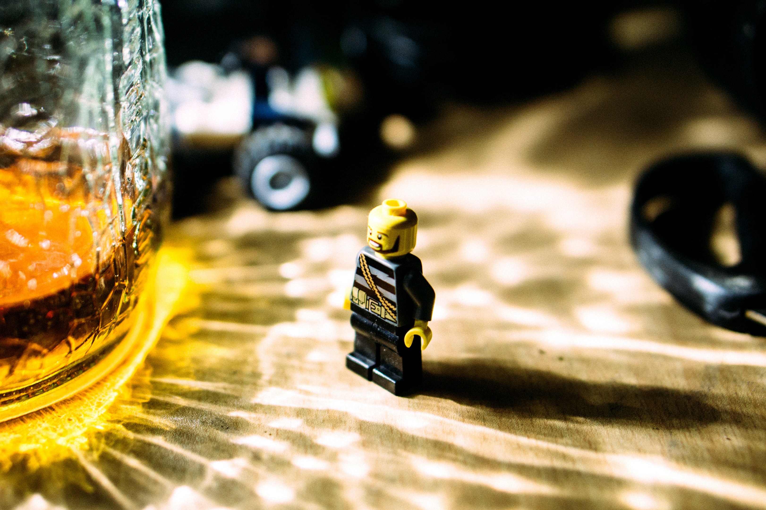 black and yellow lego figure