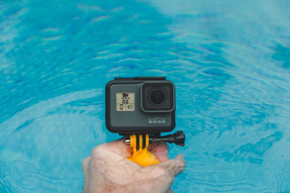 black gopro action camera on water preview