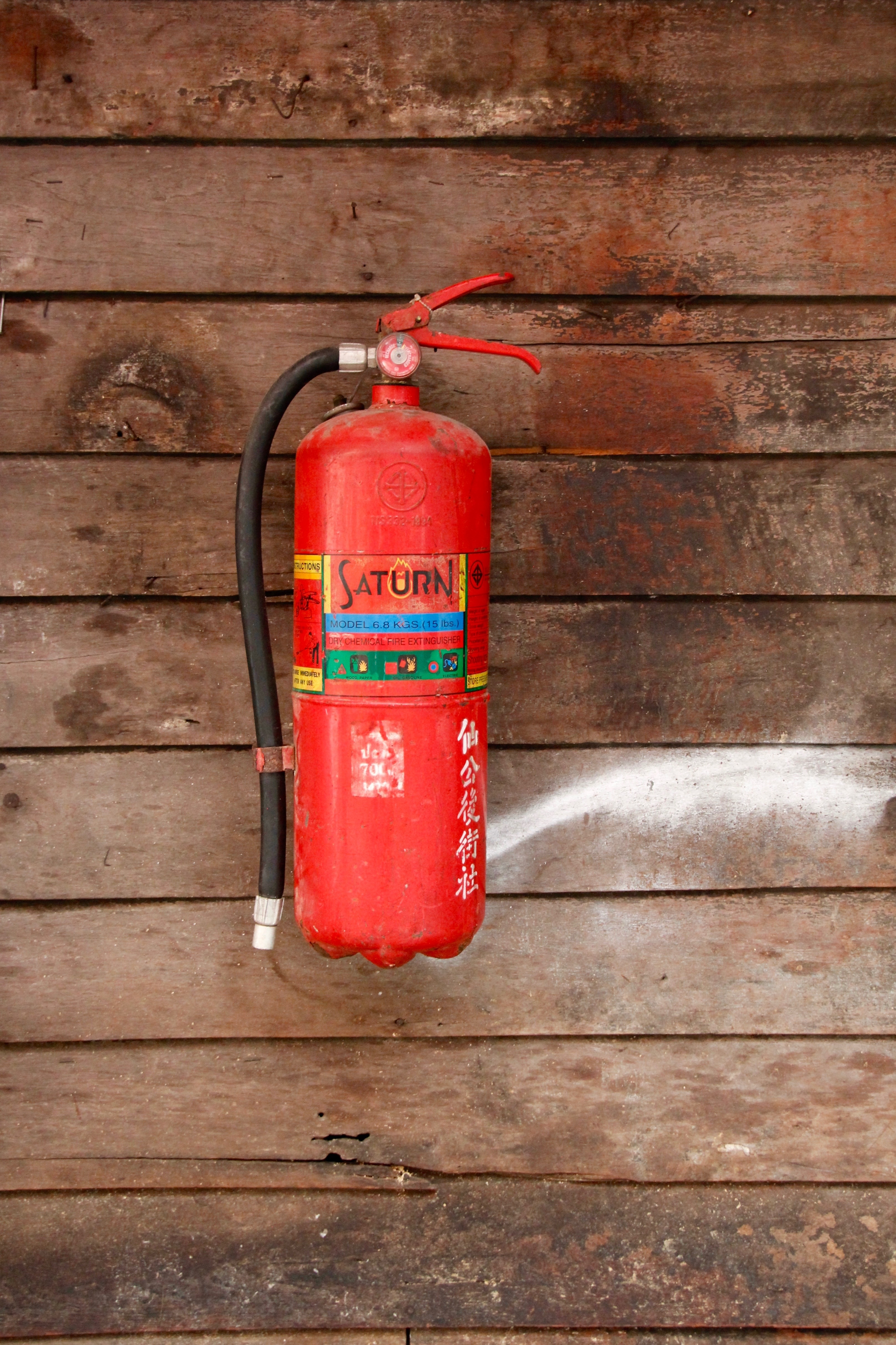 red saturn fire extinguisher
