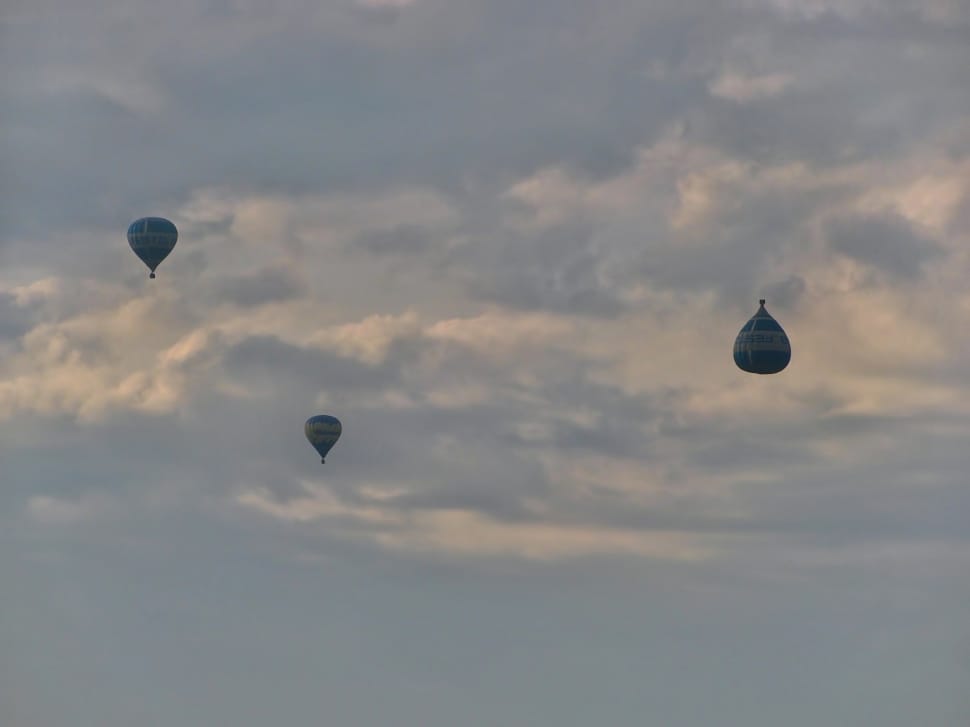 three gray hot air balloons preview
