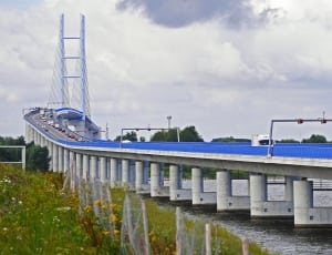 blue and white suspension bridge thumbnail
