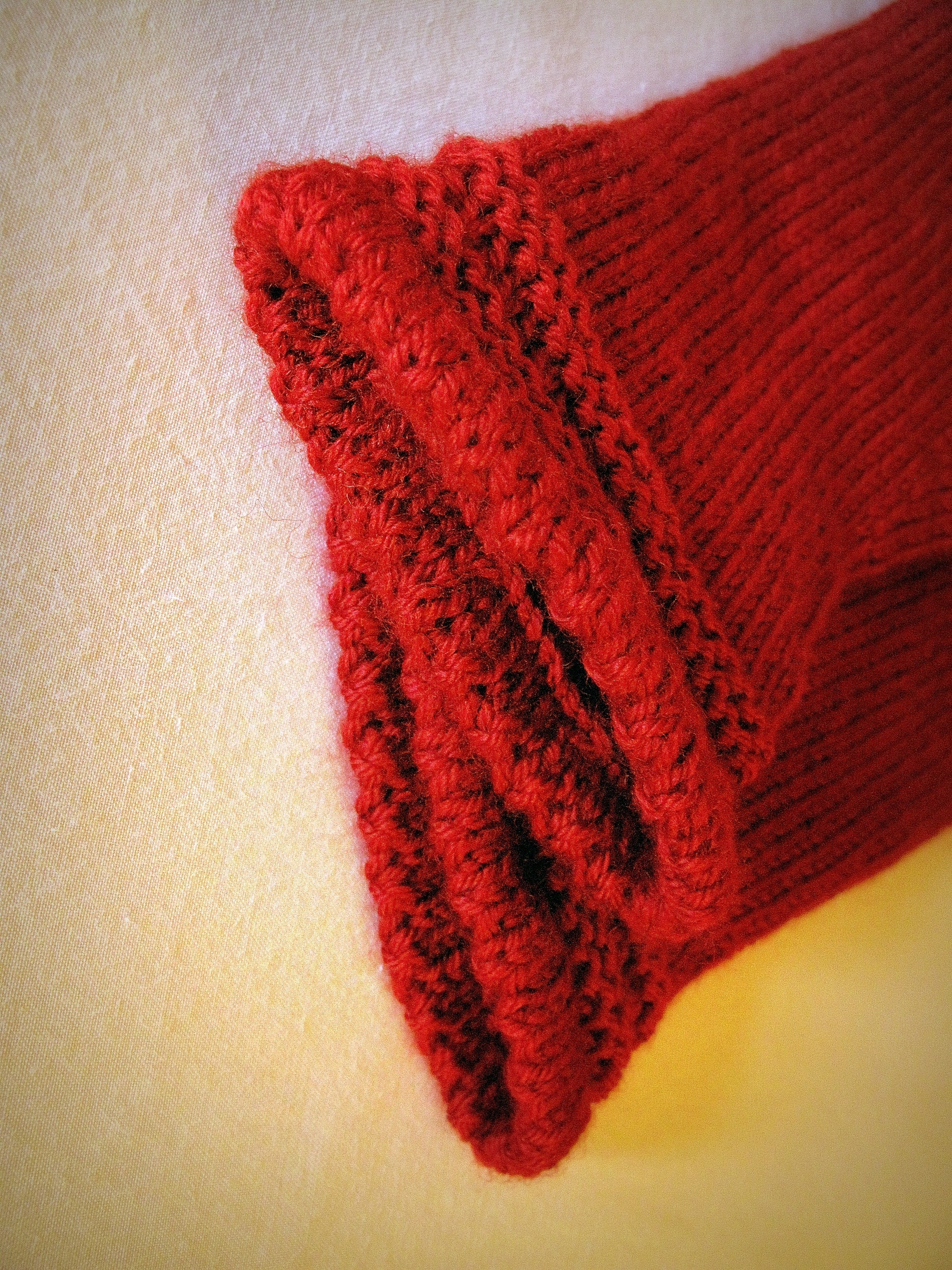 red knit textile