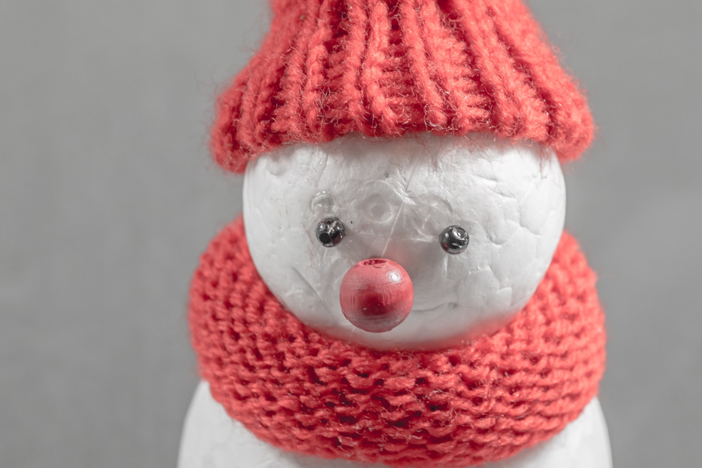snowman on red knit scarf doll