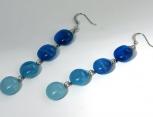 blue and teal beaded hook earrings thumbnail