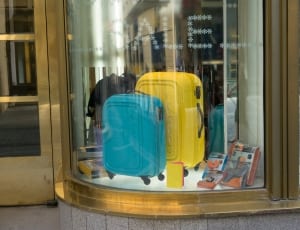blue and yellow luggages thumbnail