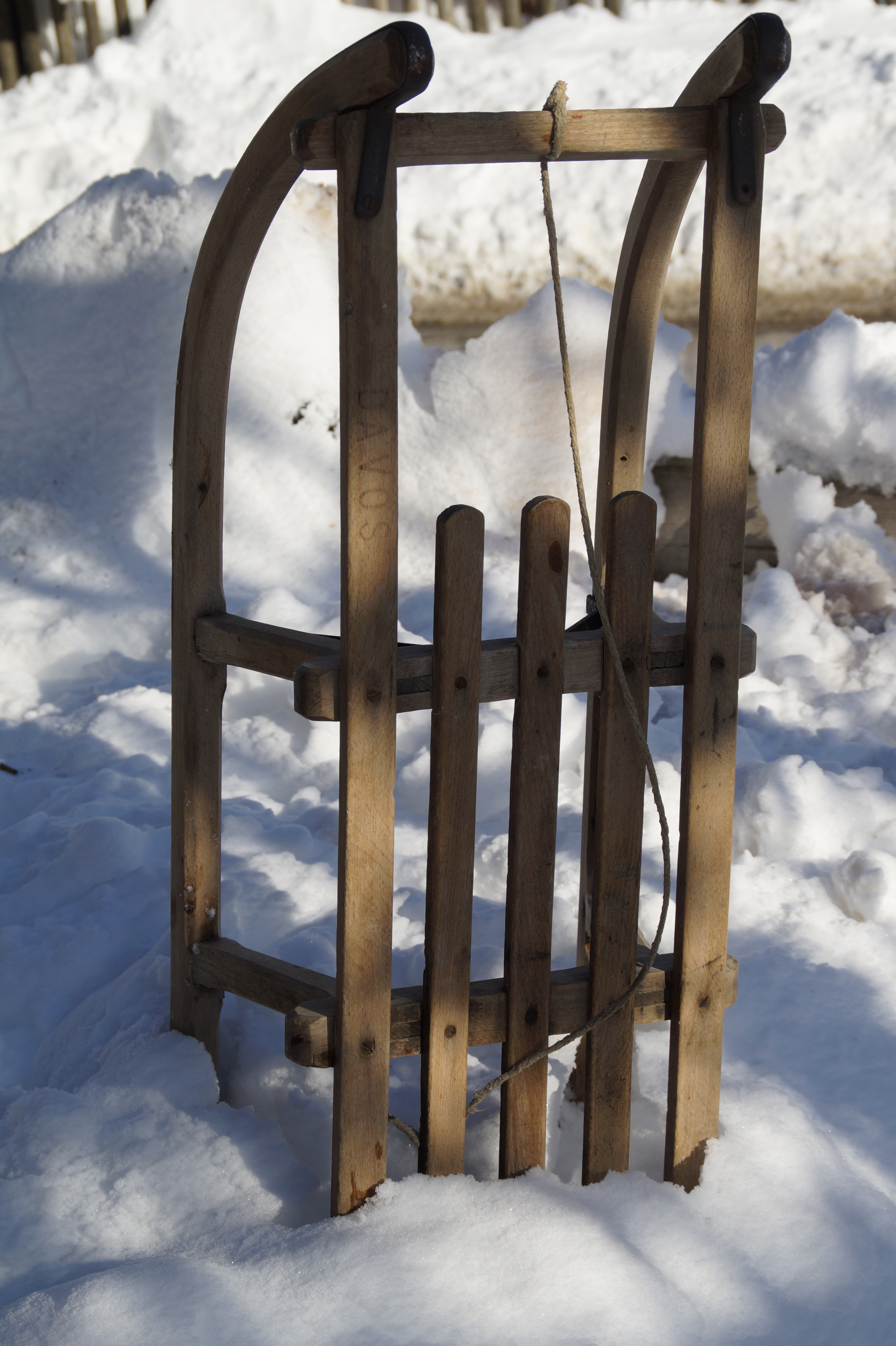 brown wooden sled