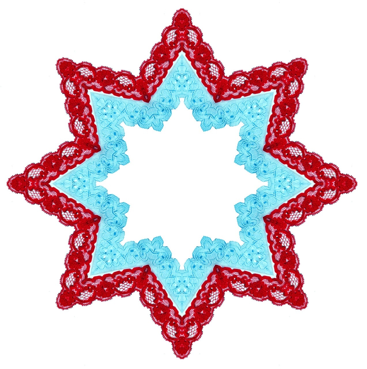 red and blue floral lace star yazma