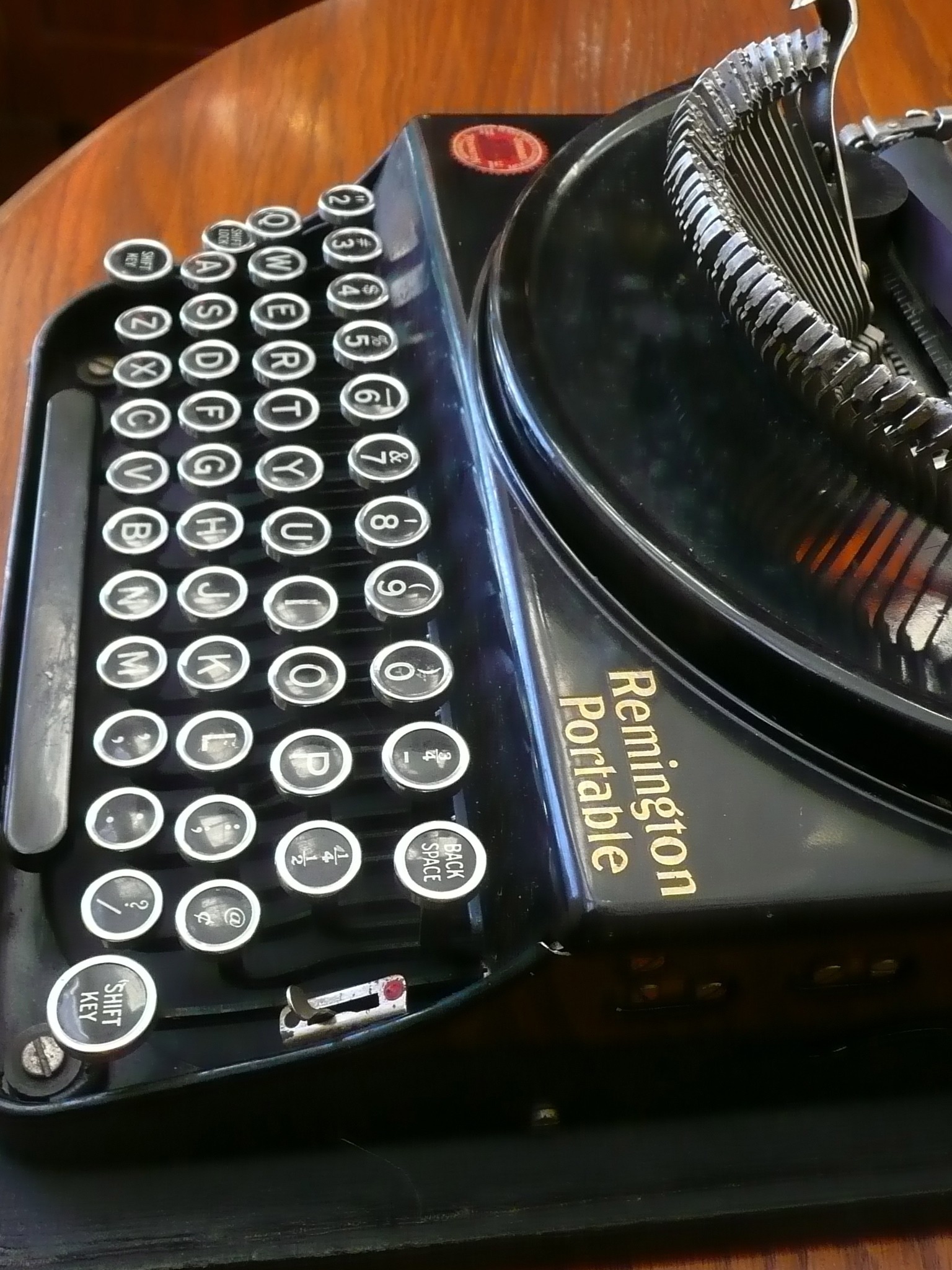 black remington portable type writer
