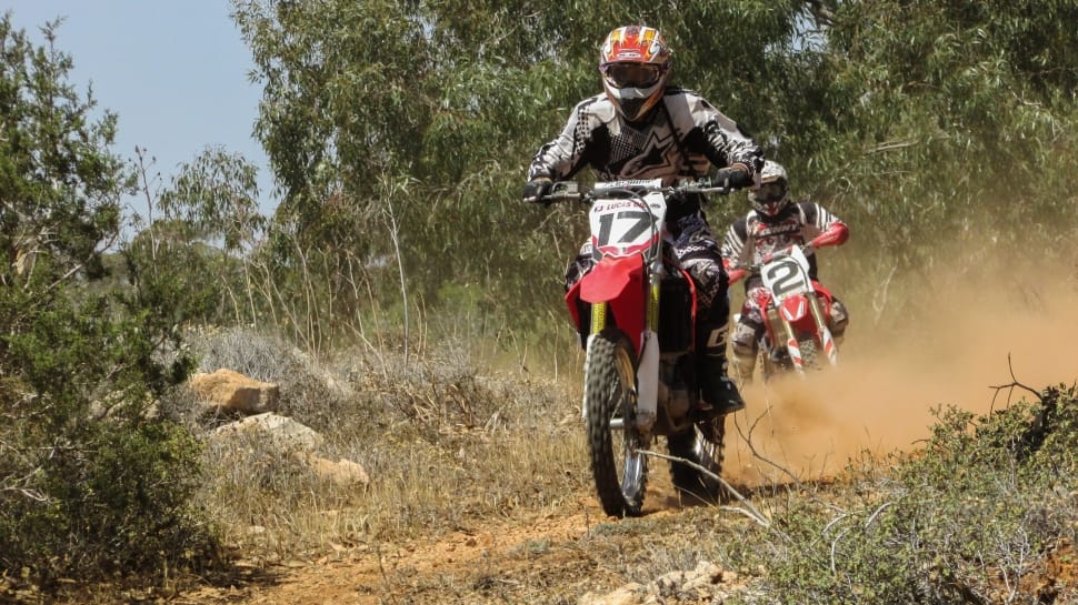 red and black motocross bike preview