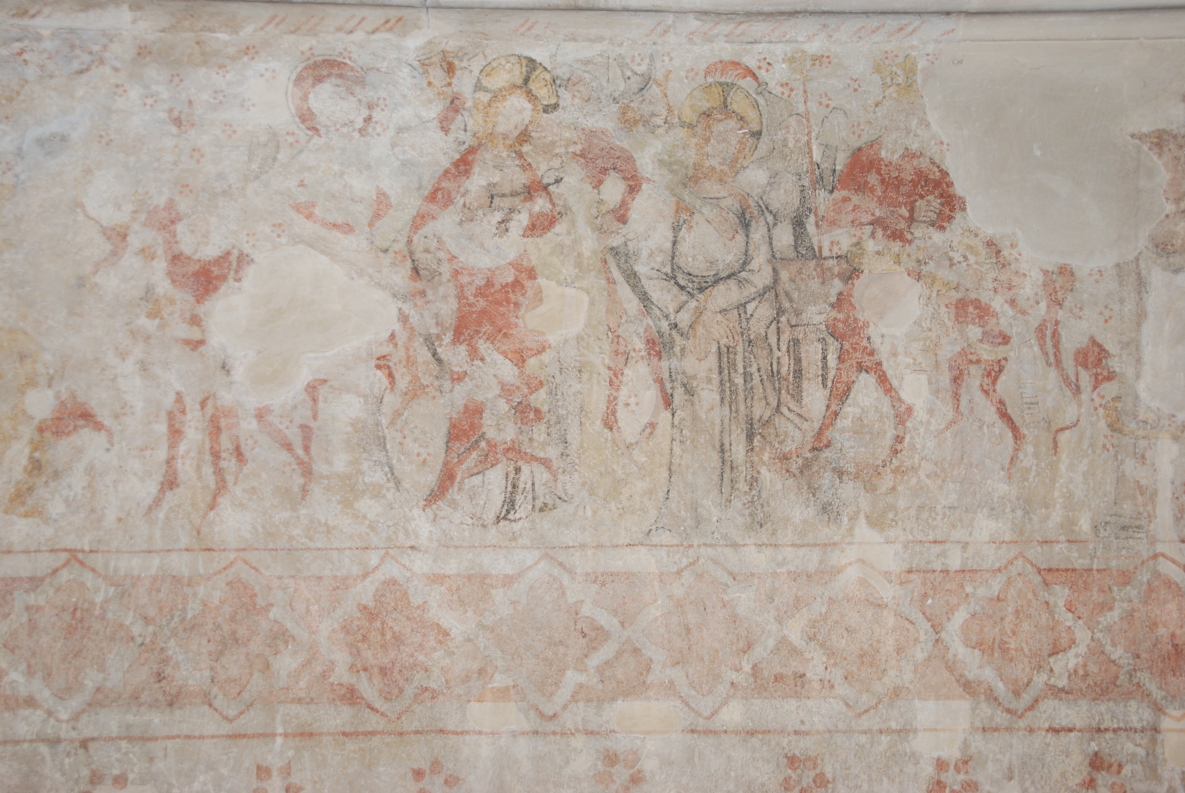 Древняя античная фреска на стене