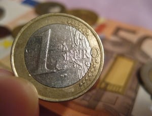 silver and gold 1 euro round coin thumbnail