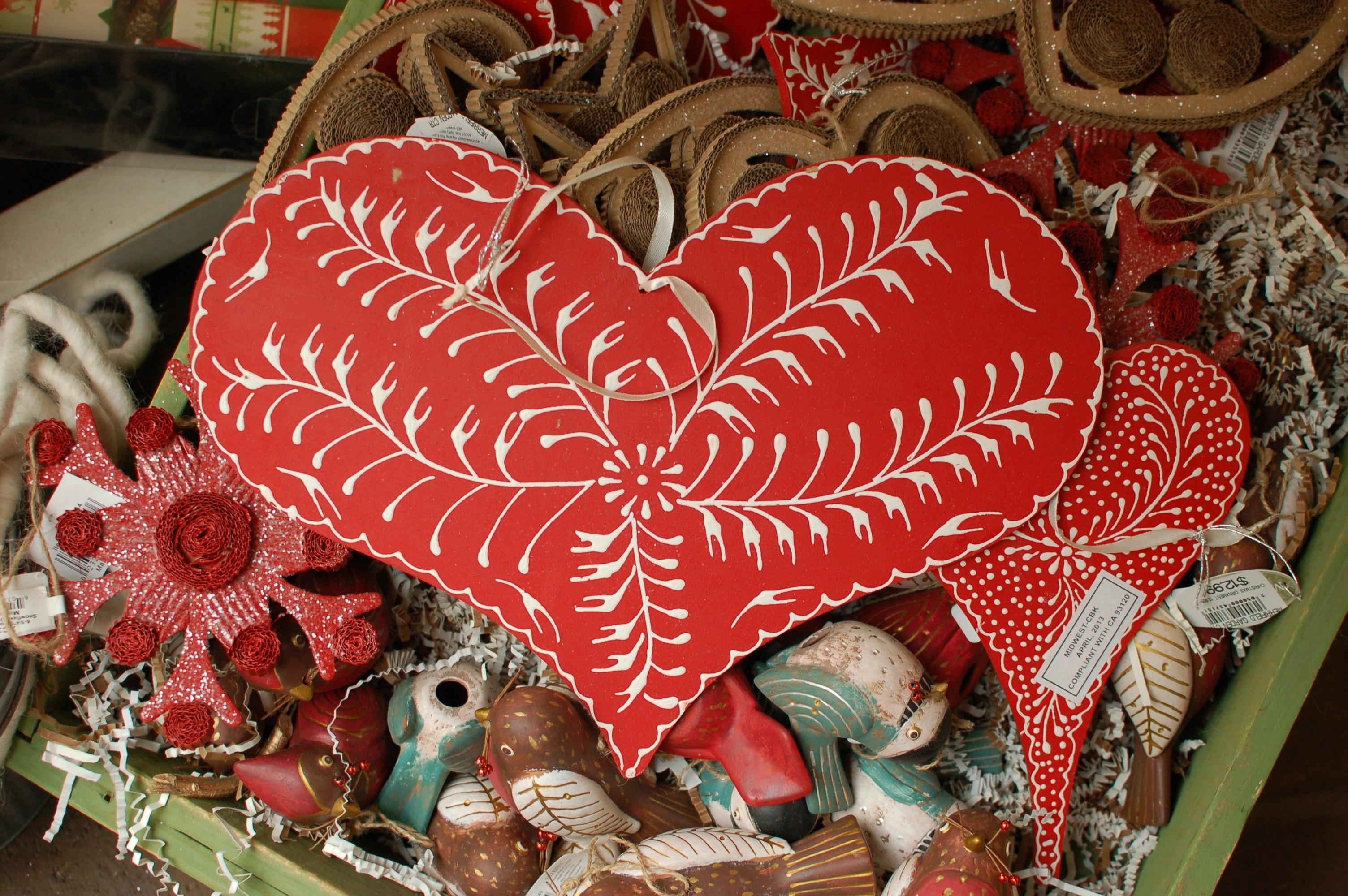 red and white heart shape decor