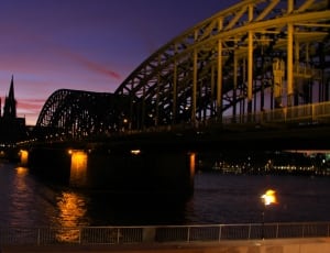 Cologne, City, Bridge, Sunset, Europe, bridge - man made structure, night thumbnail