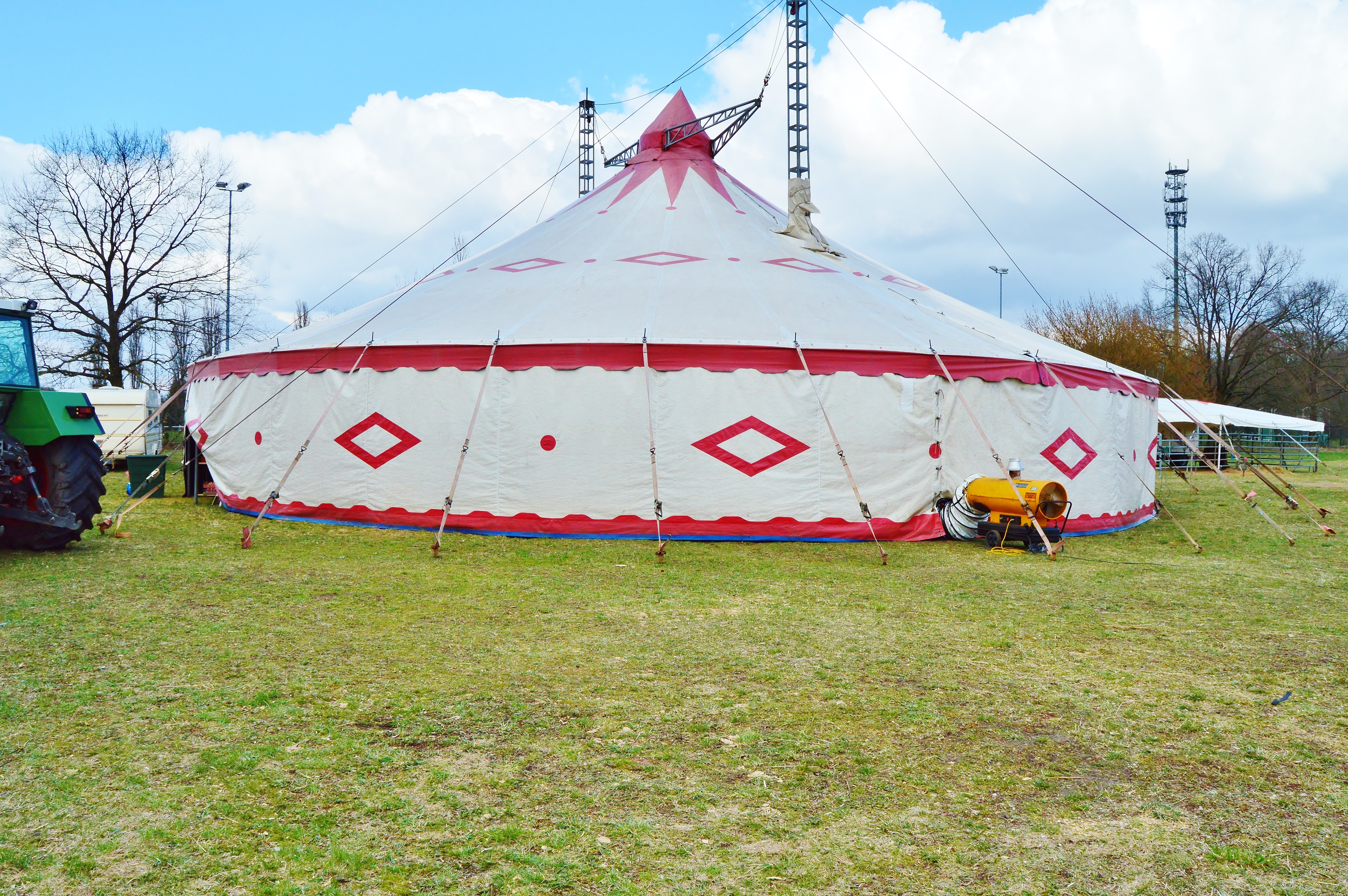 white and red carnival tent