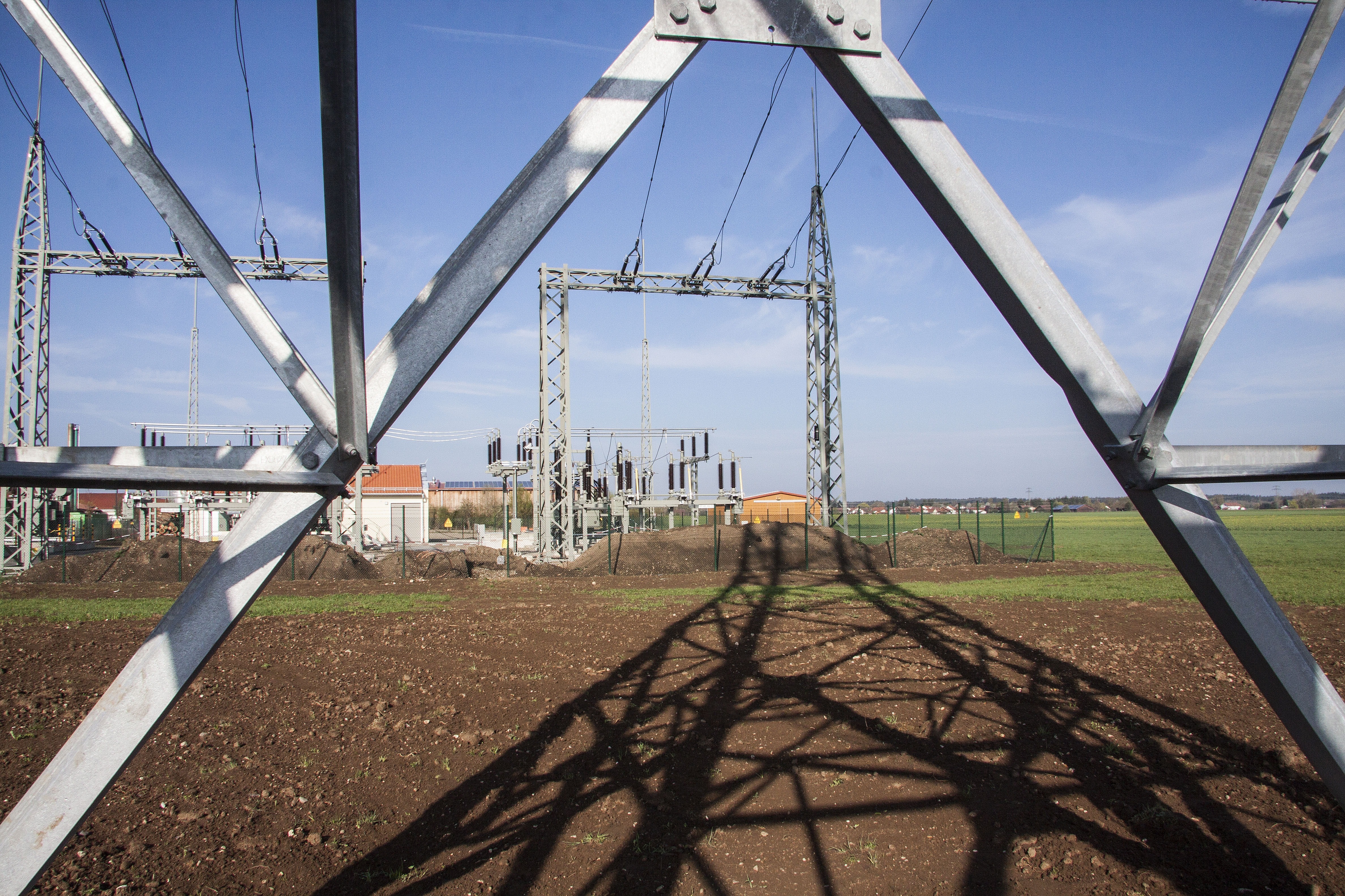 white steel electrical tower
