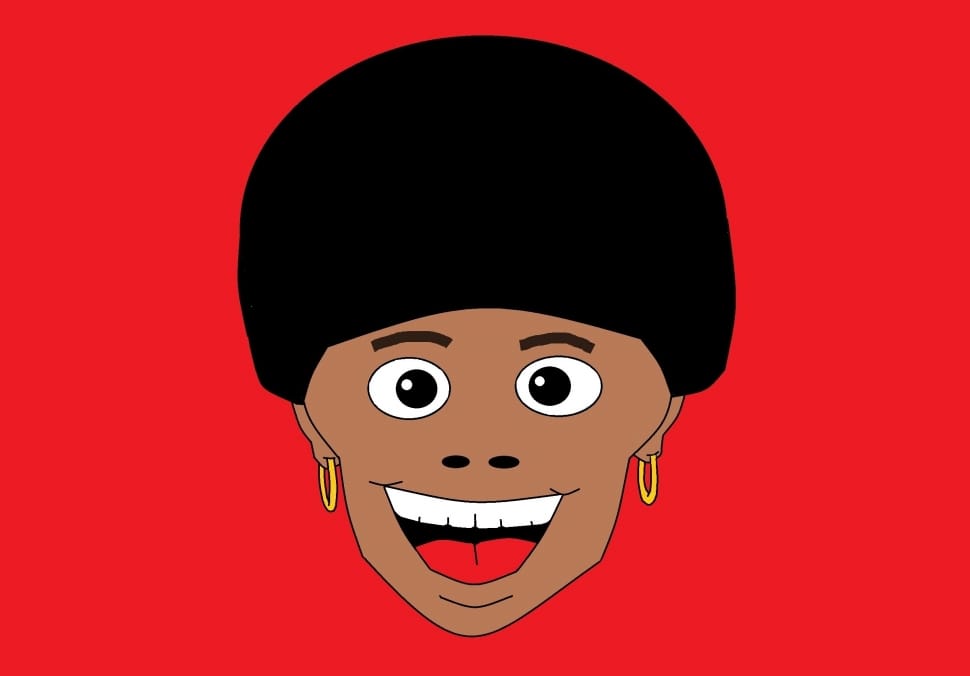 afro haired person's face illustration preview