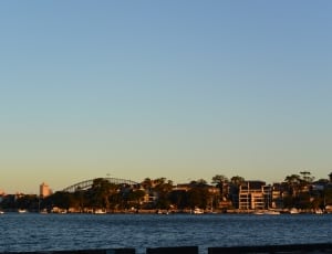 landscape photo of the city beside body of the water during sunset thumbnail