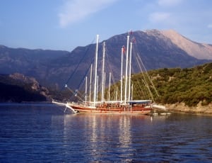 brown and white sail ship thumbnail