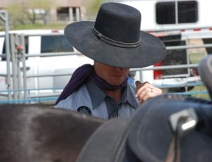 men's black cowboy hat thumbnail