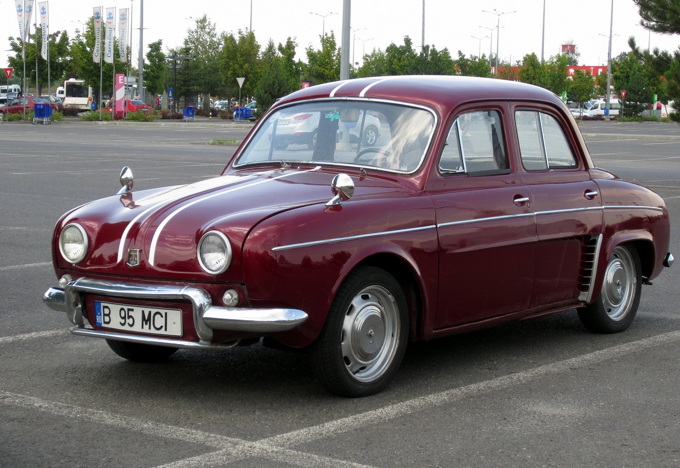 maroon vintage car