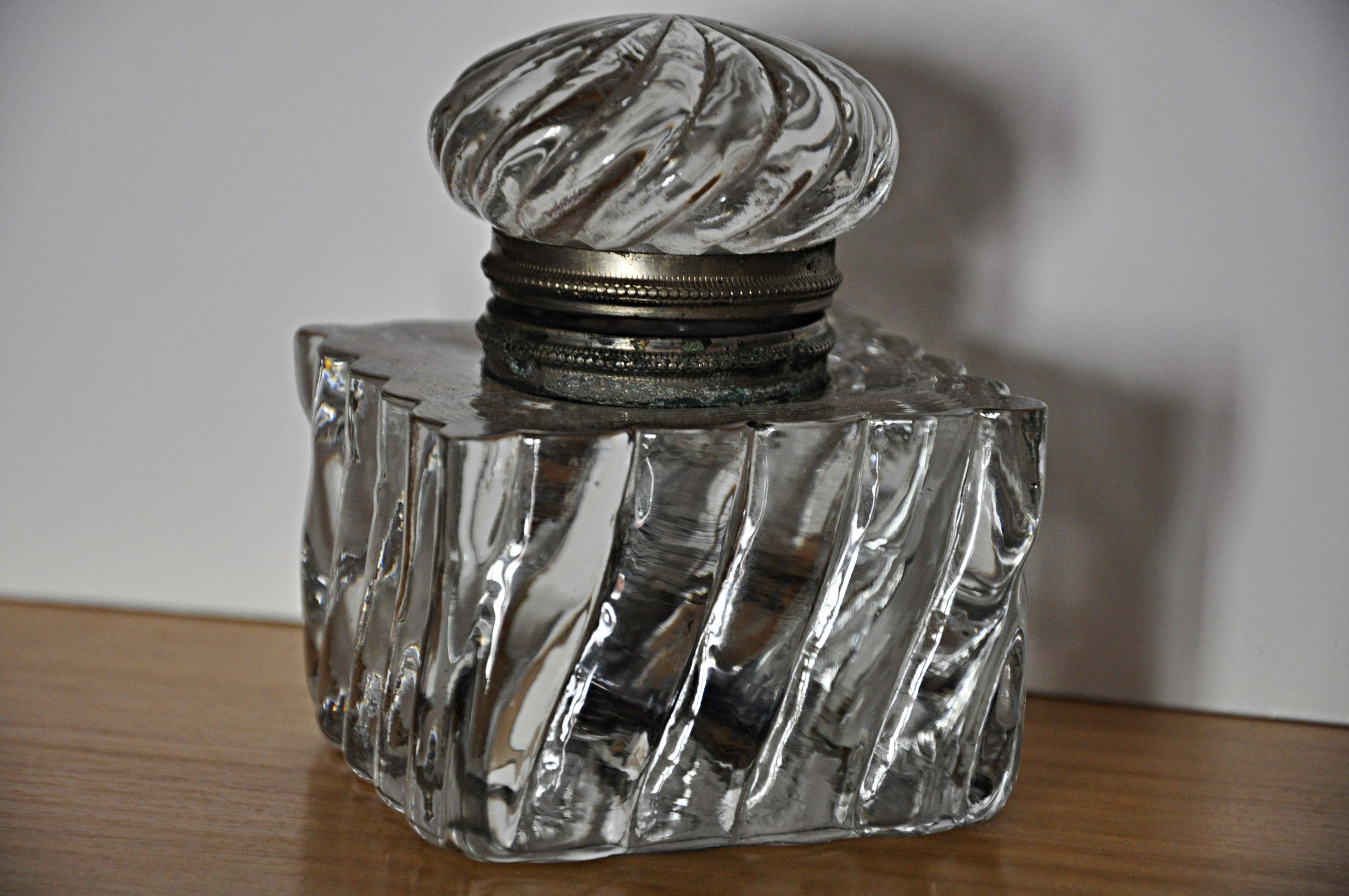 clear cut glass parfum bottle