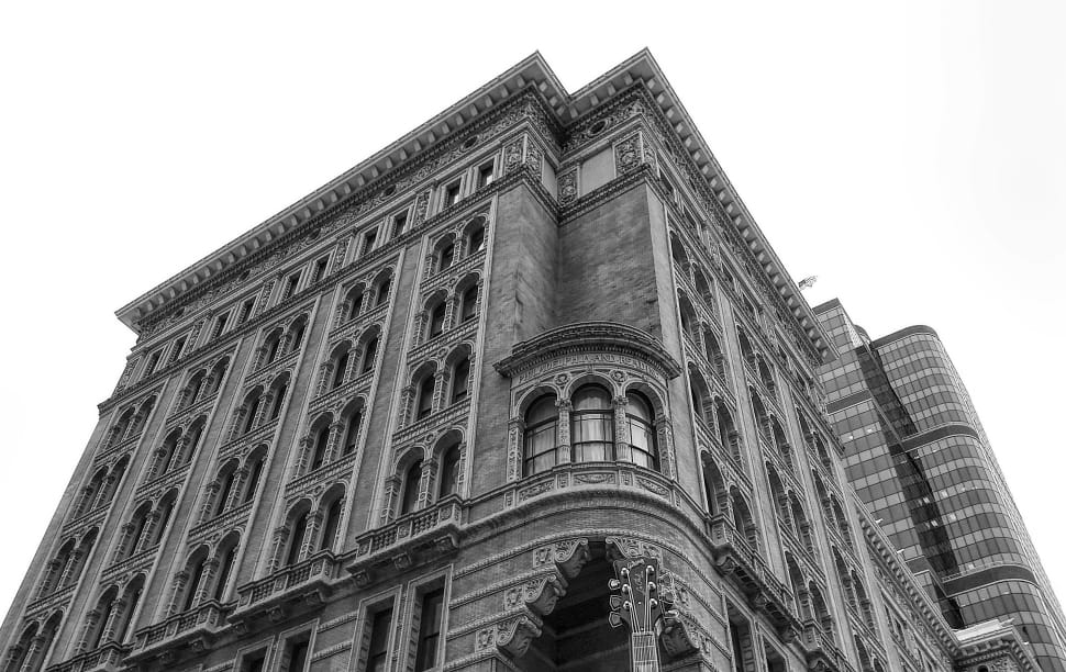 gray scale photo of vintage building preview