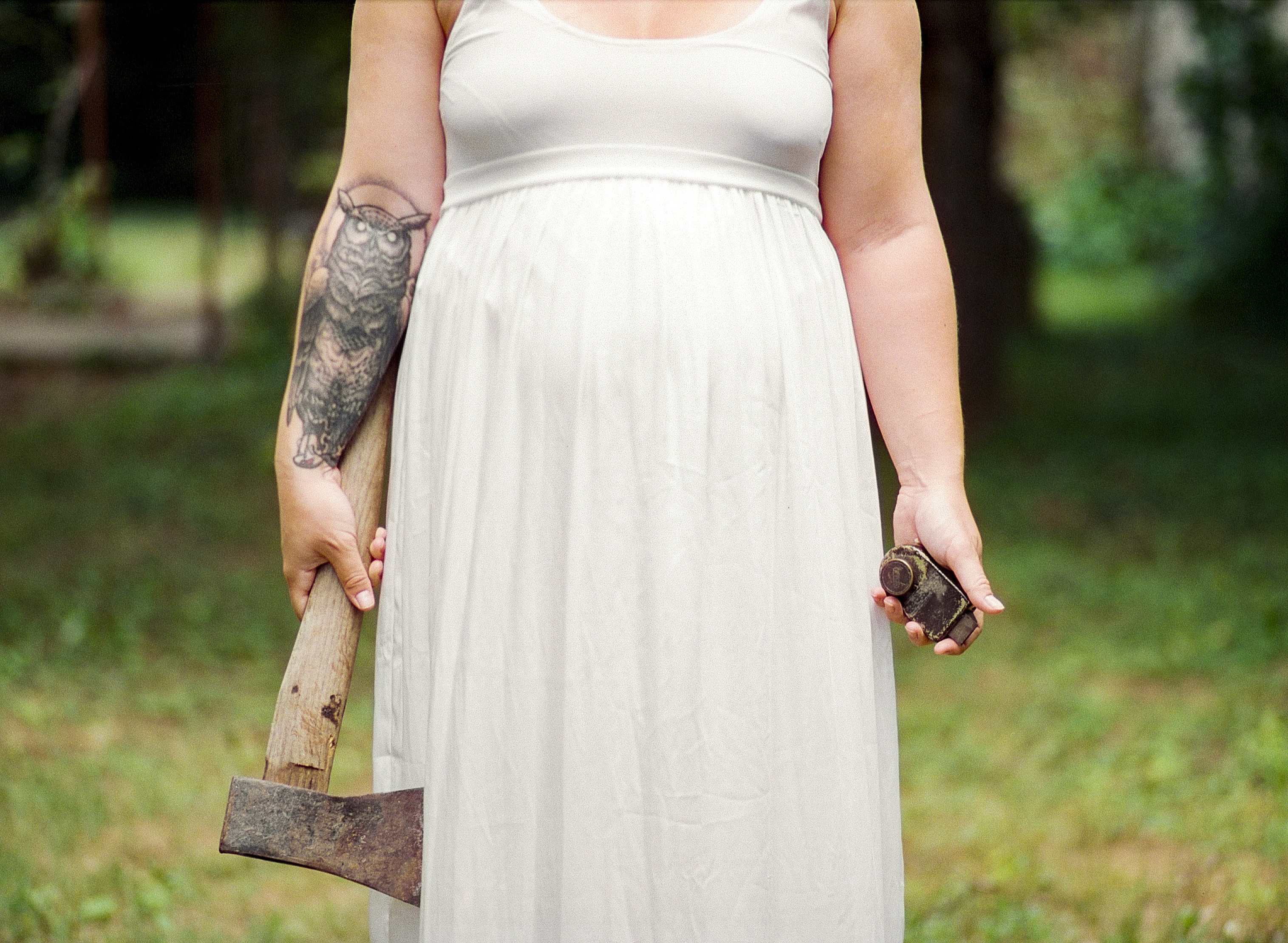woman holding axe