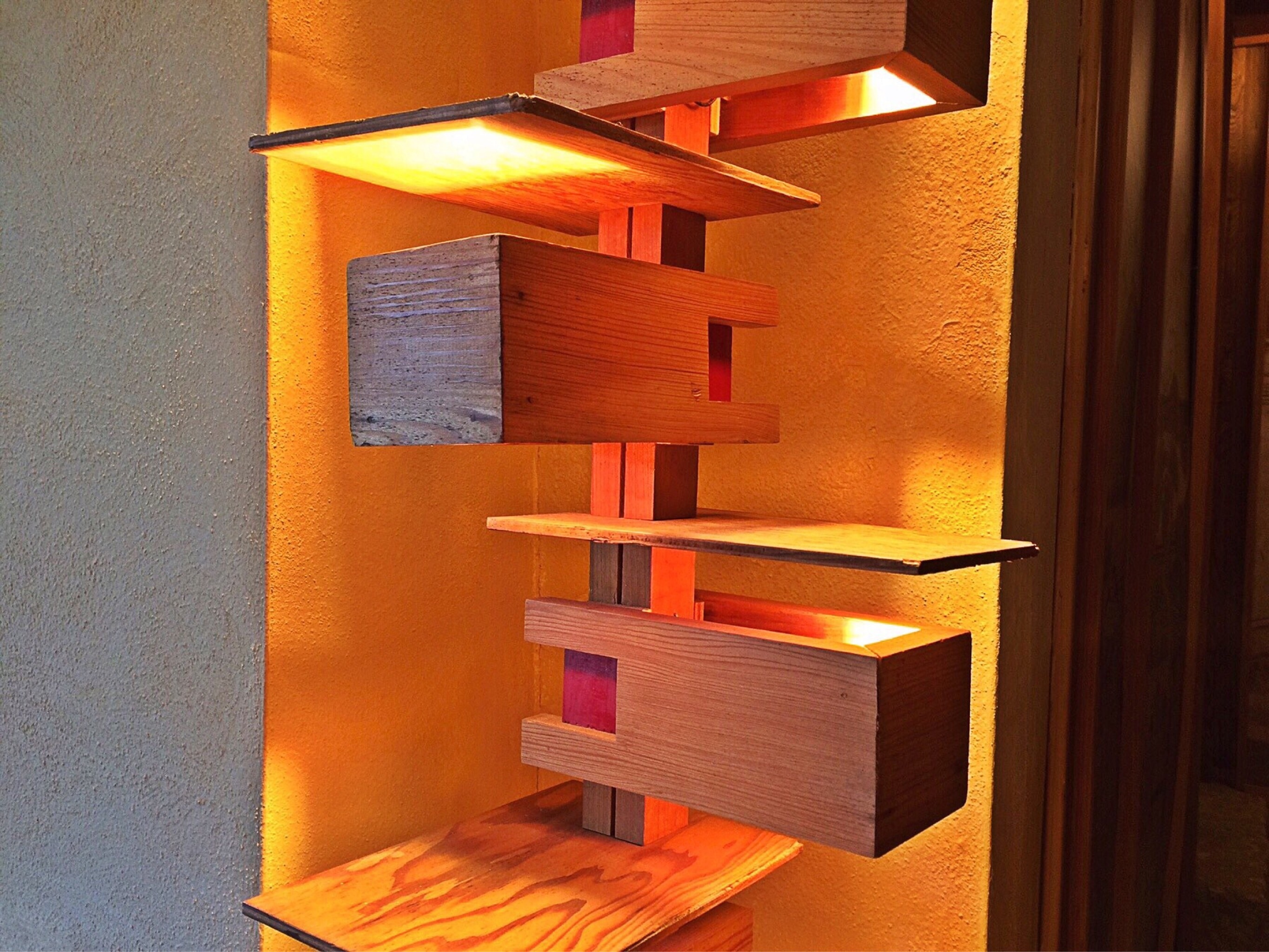 brown wooden shelf