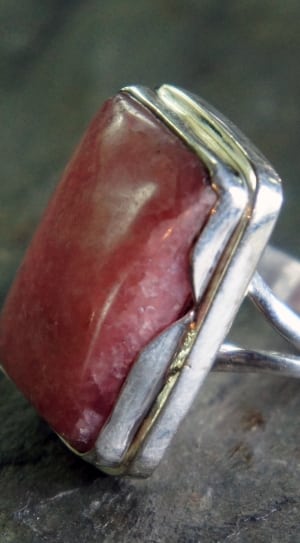 silver and brown cabochon ring thumbnail