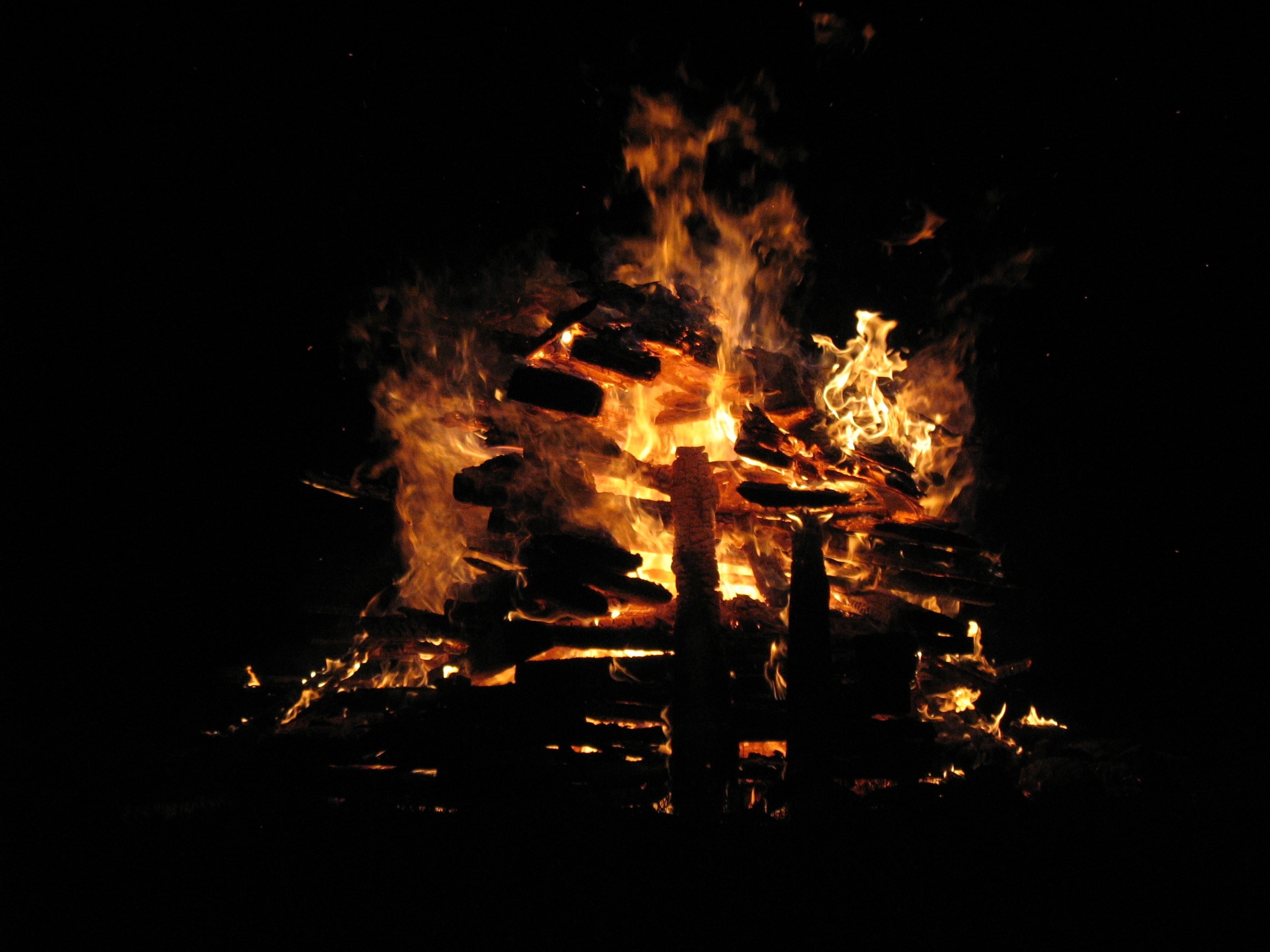 Bonfire during night