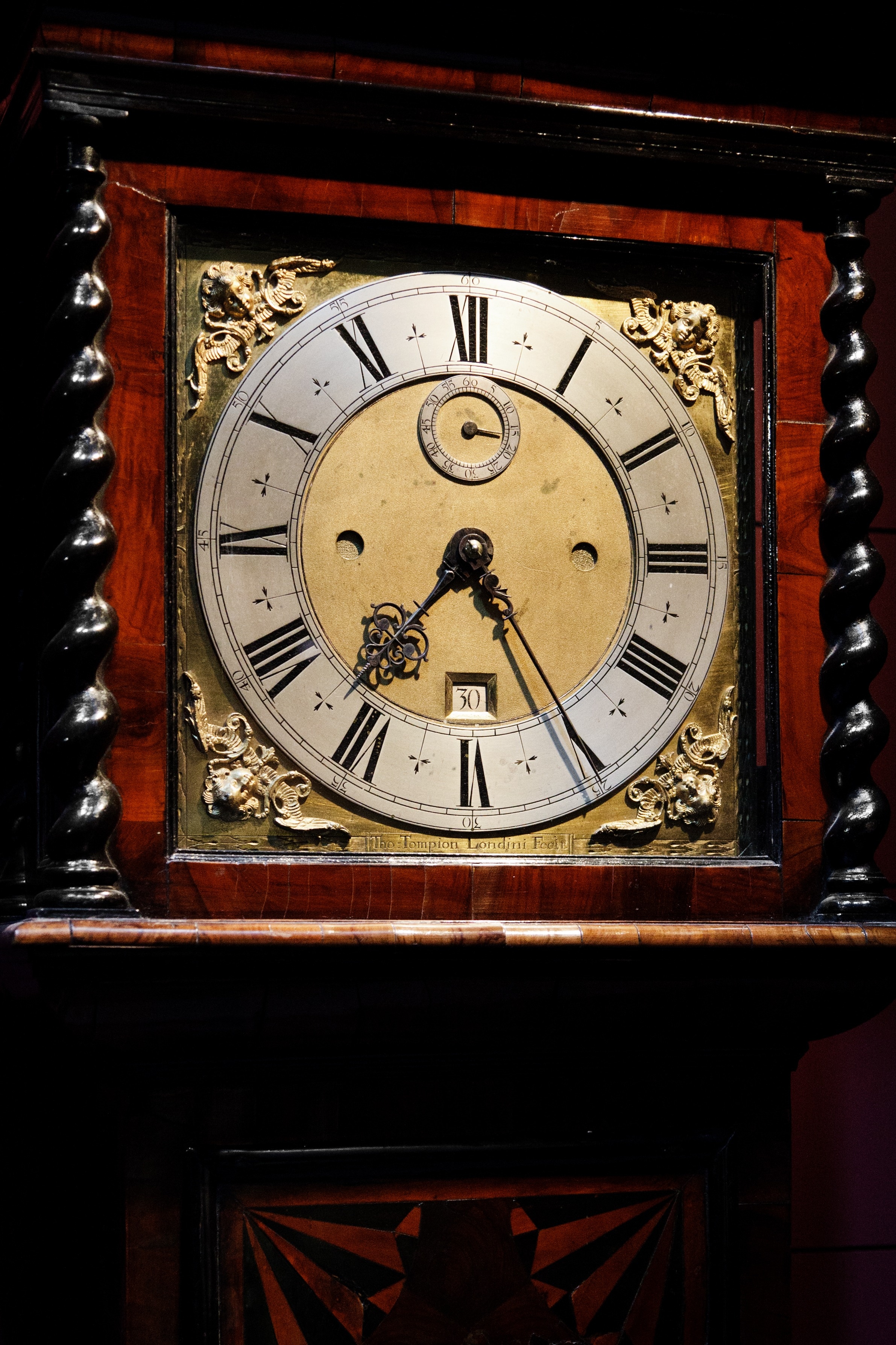 brown and black framed clock