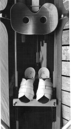 women's pair of white and black peep toe sandals thumbnail