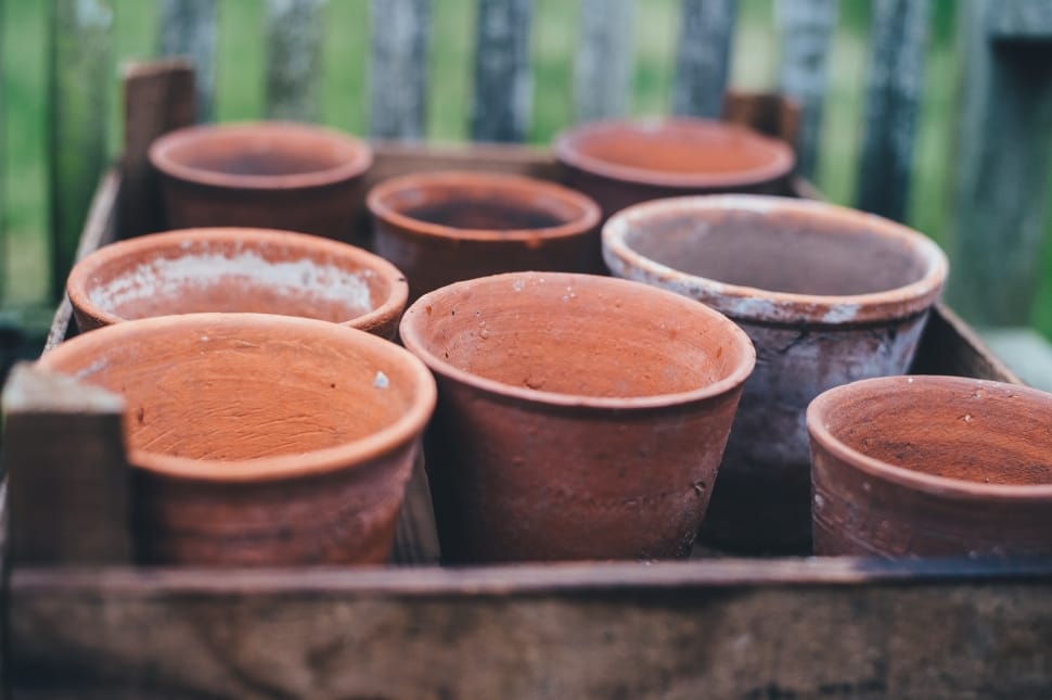 clay pots in crate preview