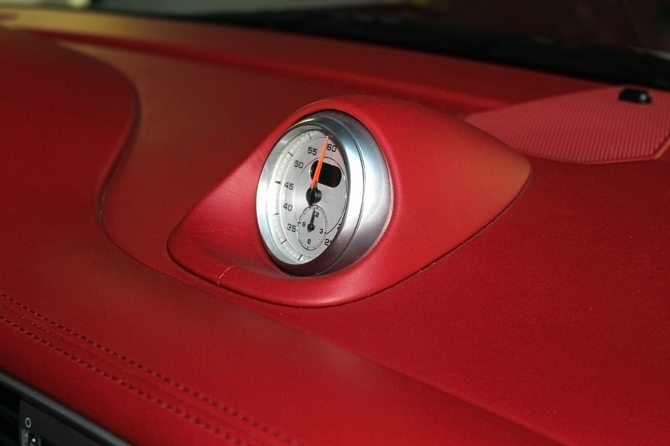 red and gray framed gauge