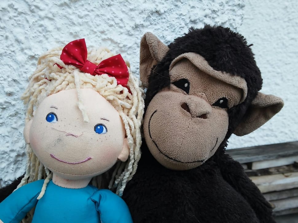 female and monkey plush toy preview