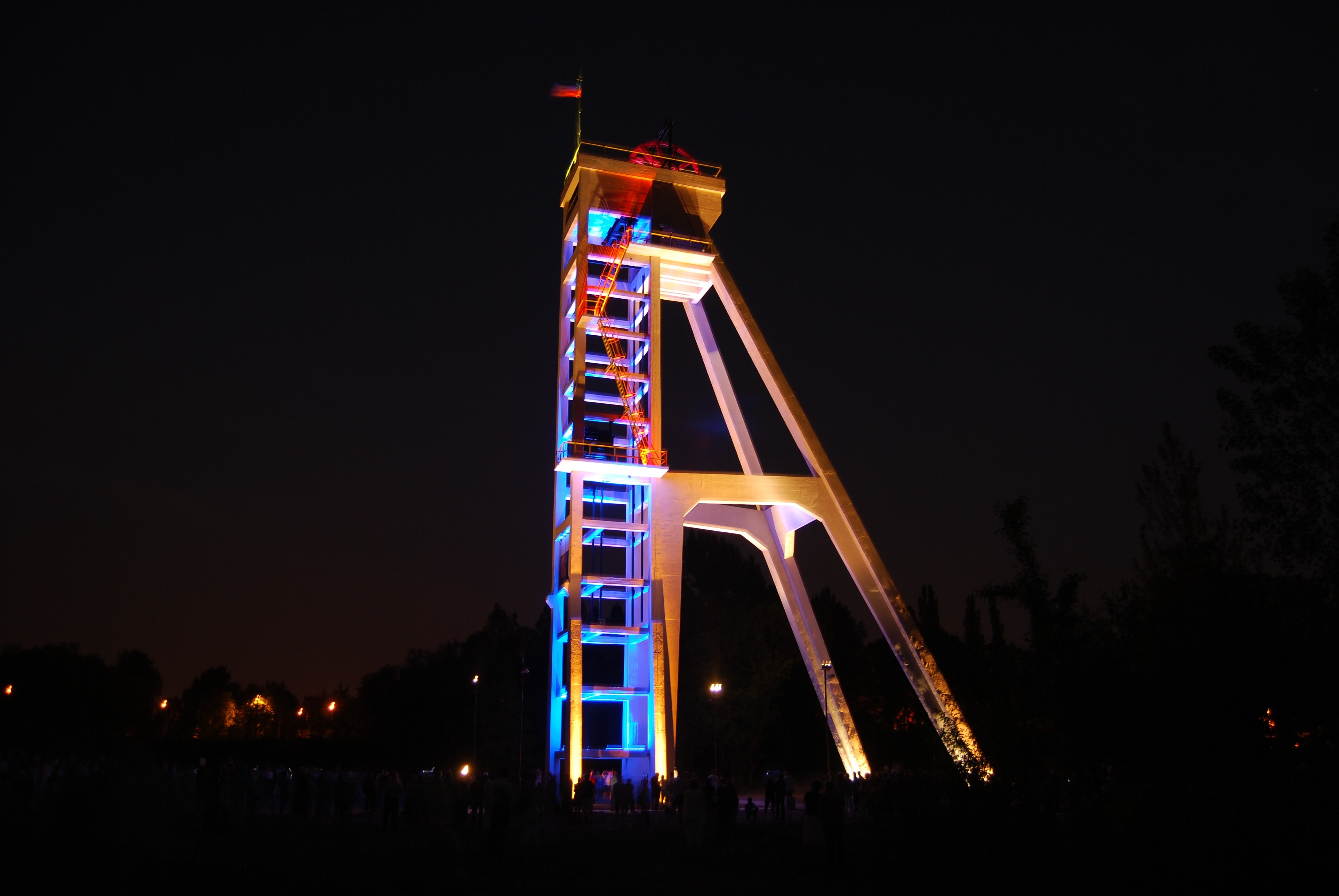 white watch tower during night