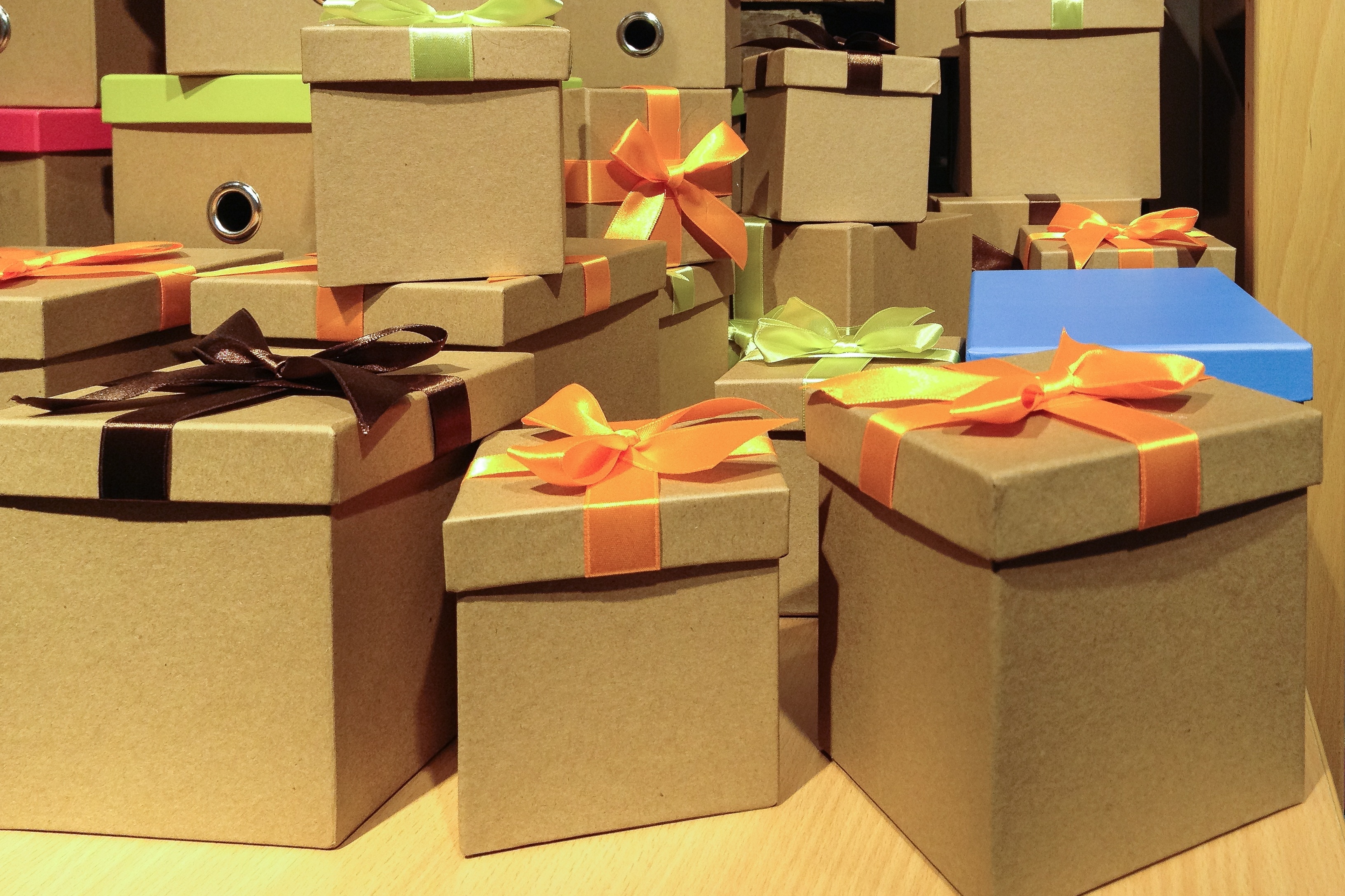 brown cardboard gift box lot