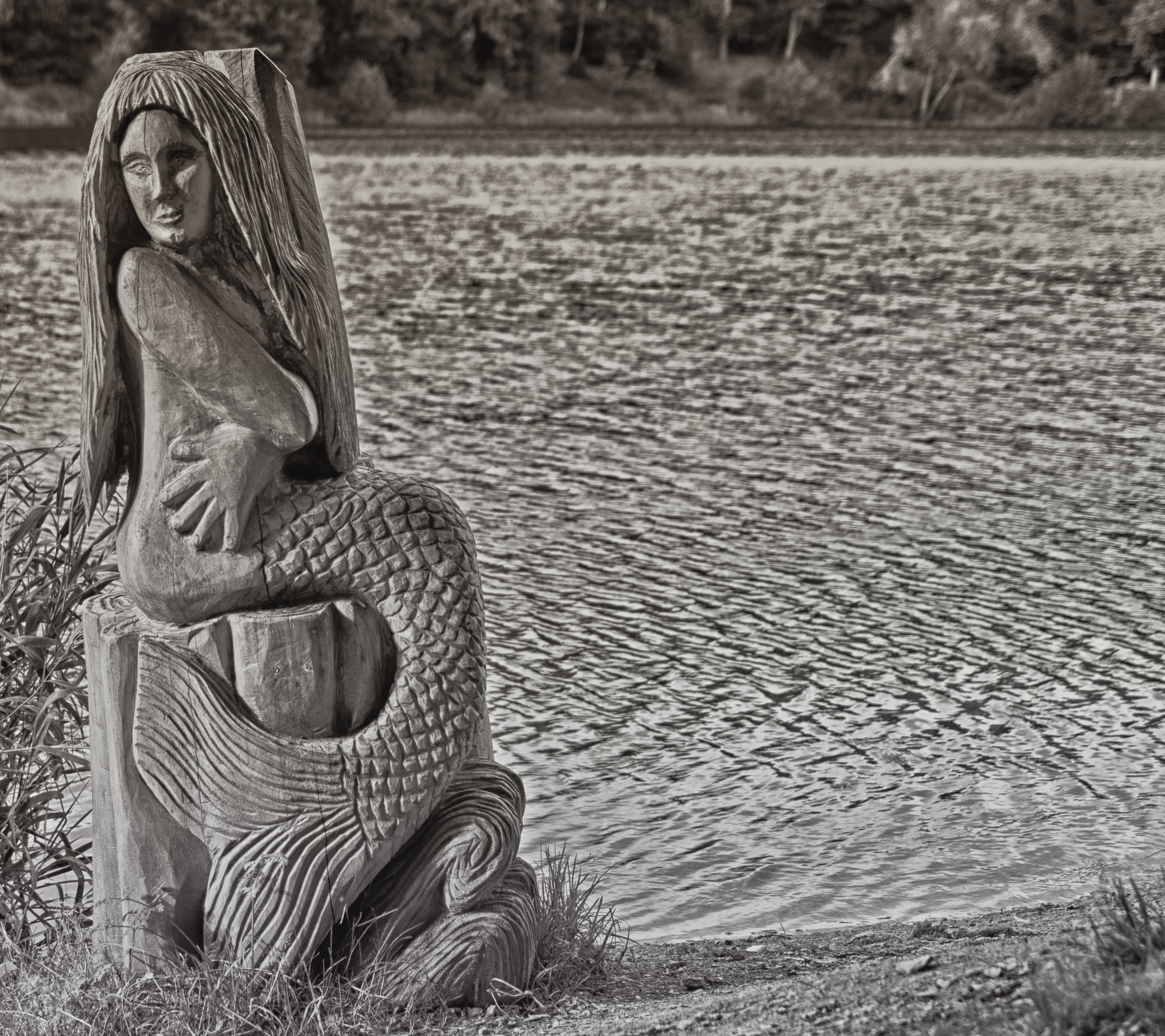 mermaid stone figurine