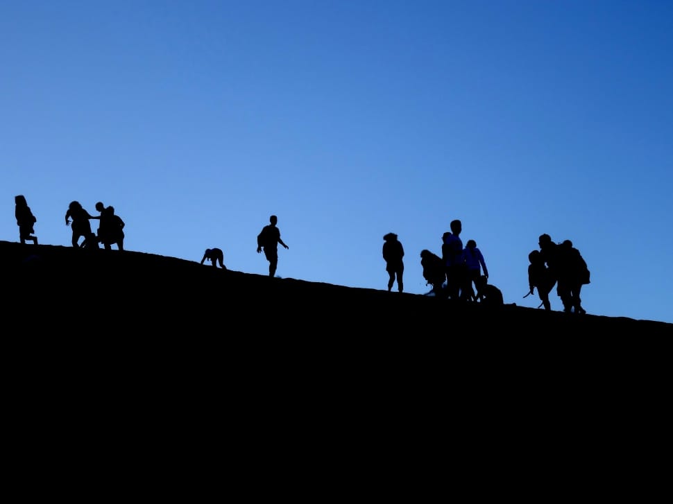 Silhouette Photo Of People On Mountain Free Image Peakpx