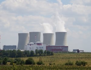 white and red nuclear power plant thumbnail