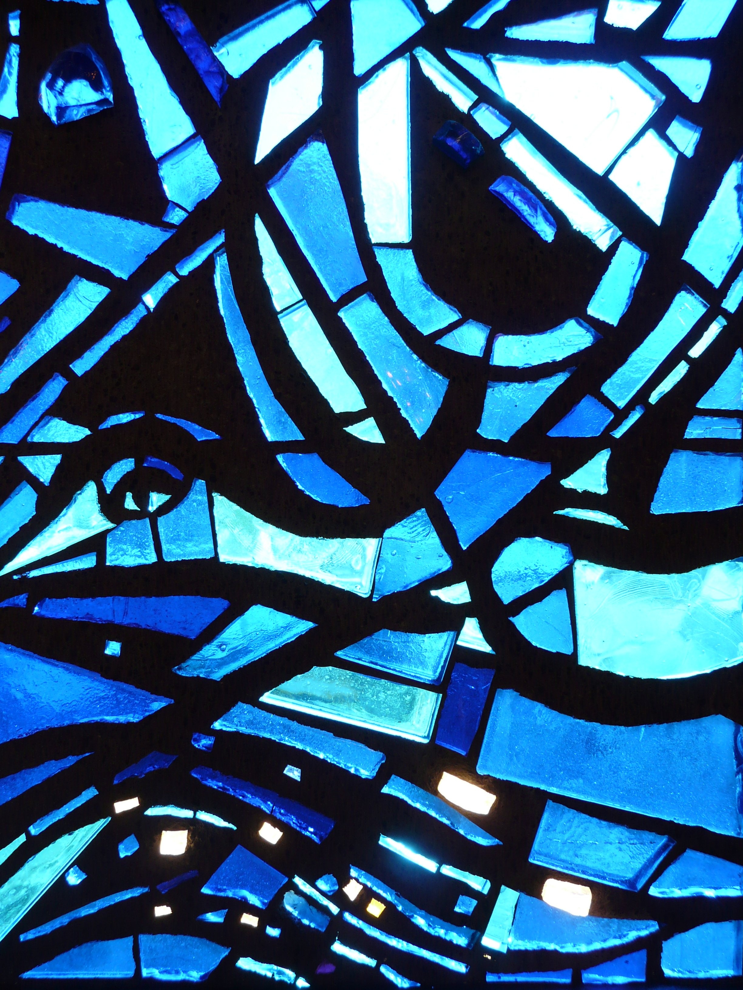 blue and black stained glass decor