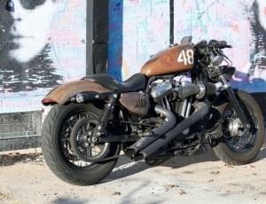 brown and black cruiser motorcyclke thumbnail
