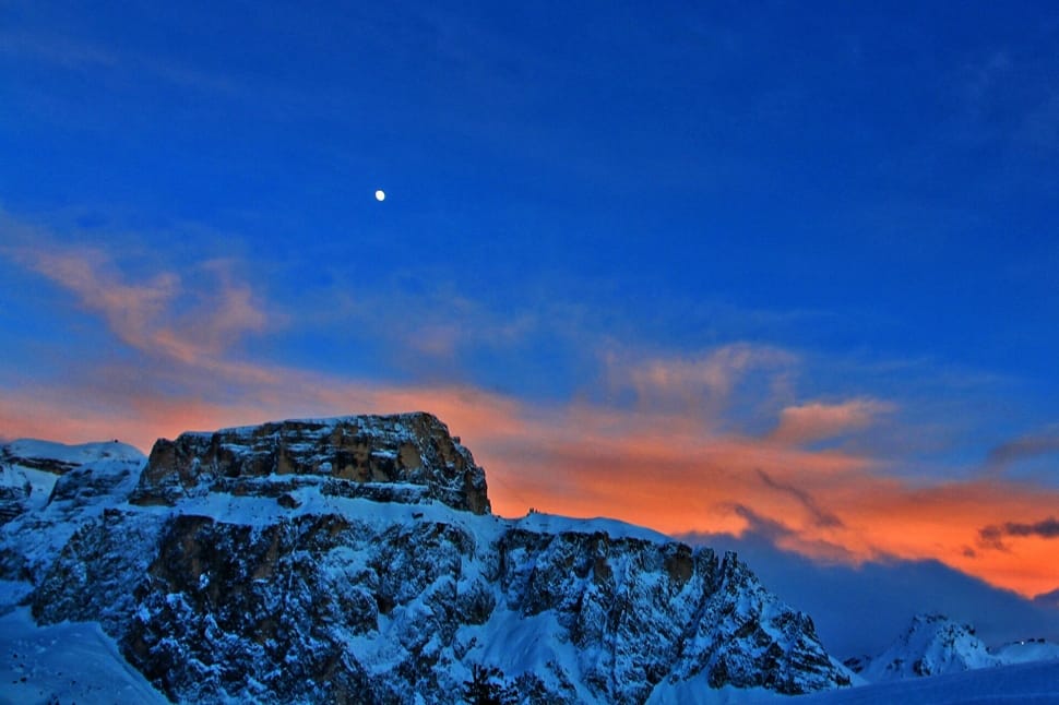 Pordoi Pass, Winter, Sunset, Luna, Sky, winter, snow preview