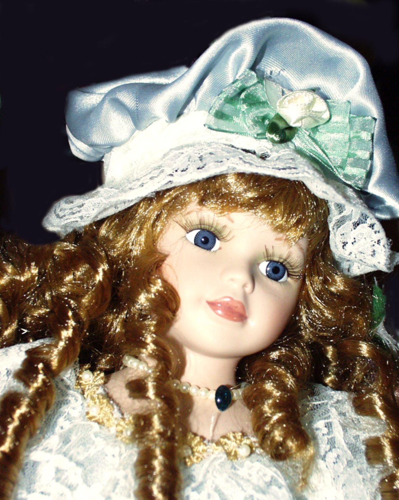 brown haired girl ceramic doll