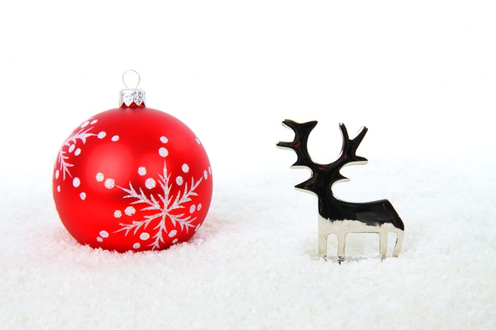 red white snowflake print baubles and deer decorative cutout preview