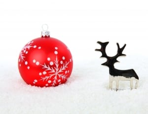 red white snowflake print baubles and deer decorative cutout thumbnail
